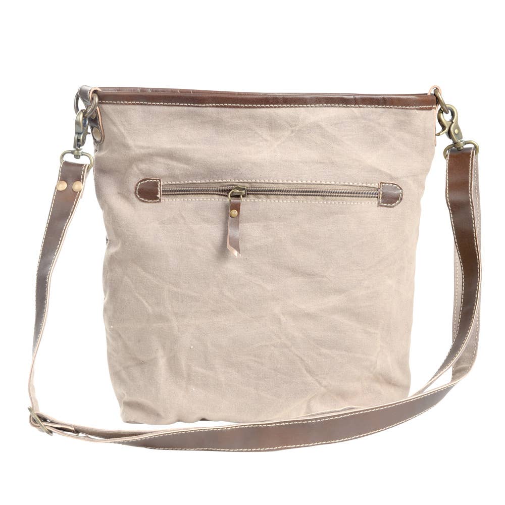 Handcrafted Tapestry Fabric with Leather Trim