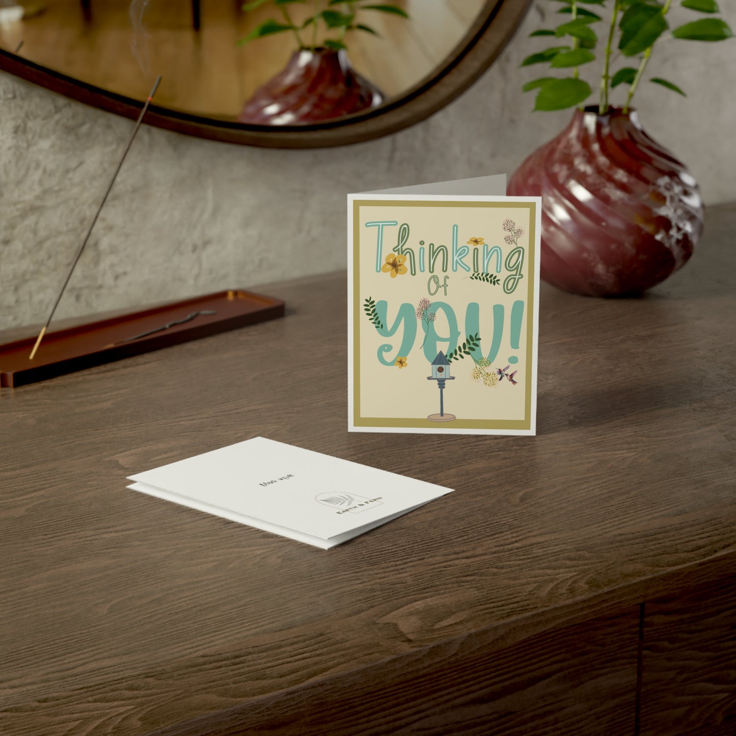 Greeting Card - Thinking of You / Floral/ Birdhouse