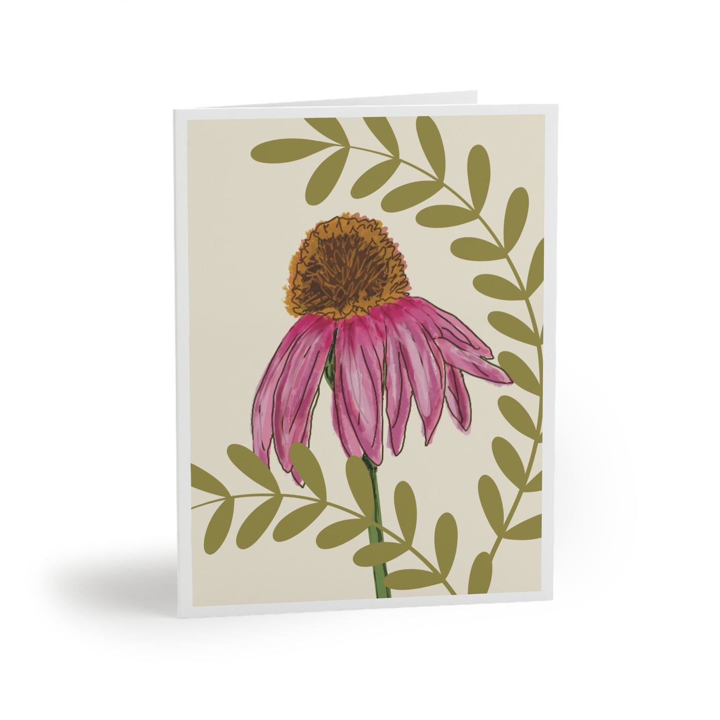 Greeting Card - Echinacea/linen