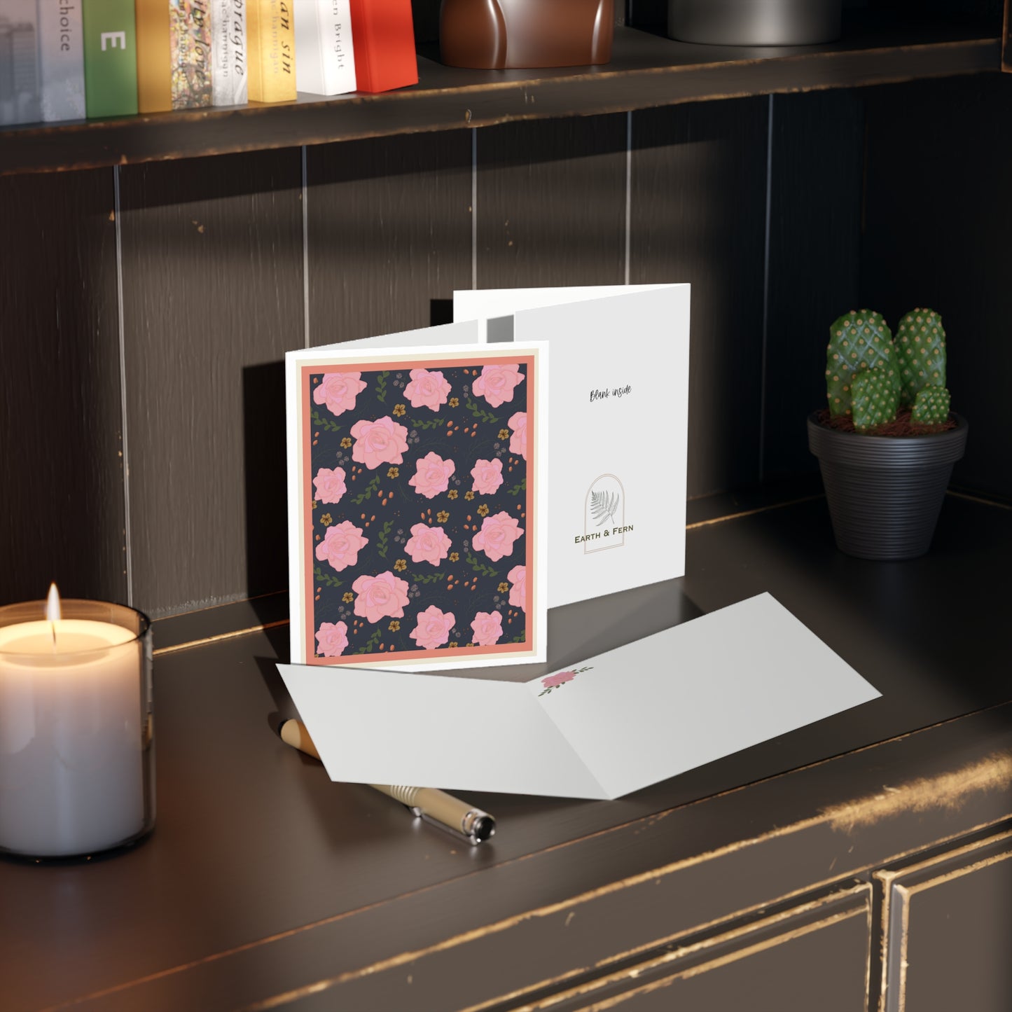 Greeting Card - Pink Roses / English Flora