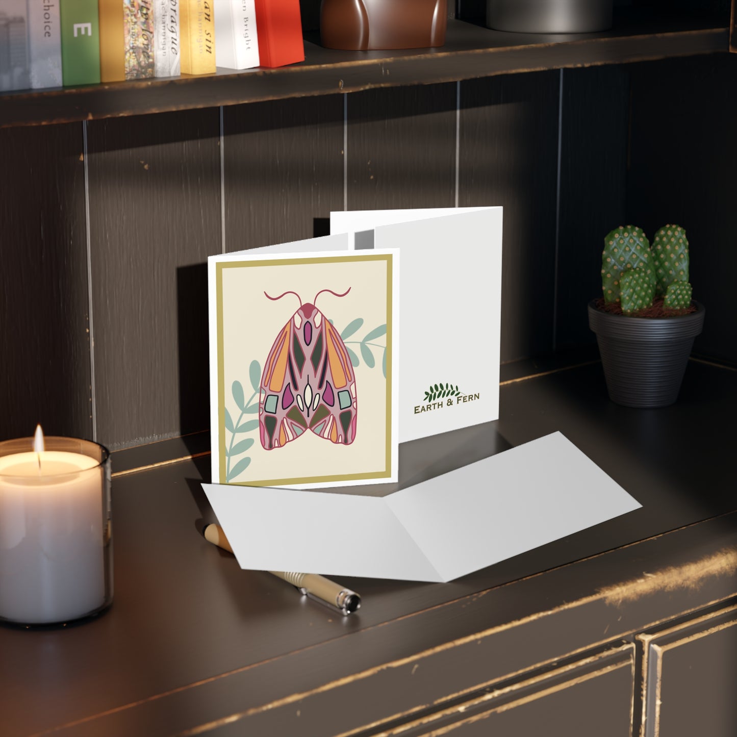 Greeting Card - Moth / Multicolor/Frame
