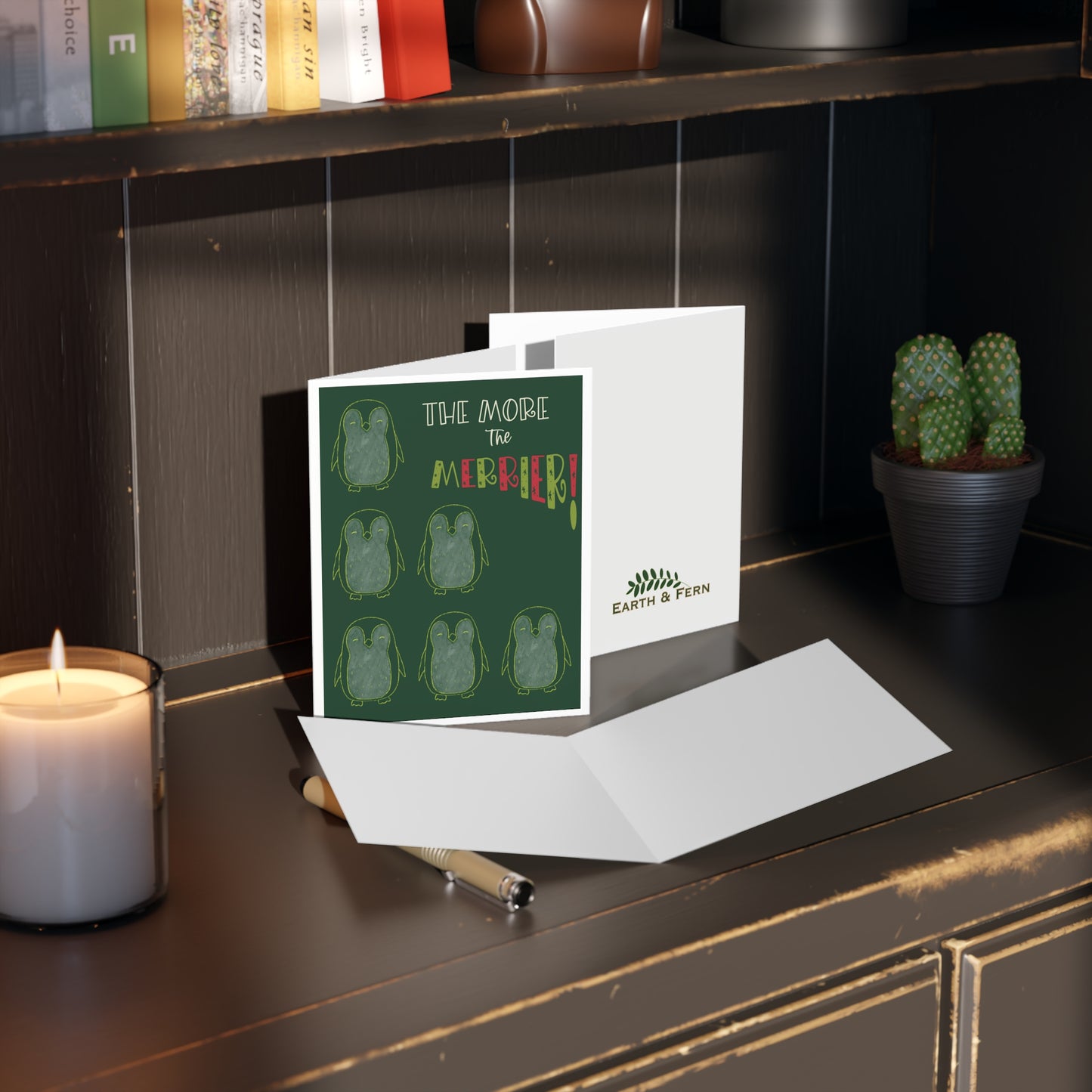 Greeting Card - Holiday / The More the Merrier /Forest Green