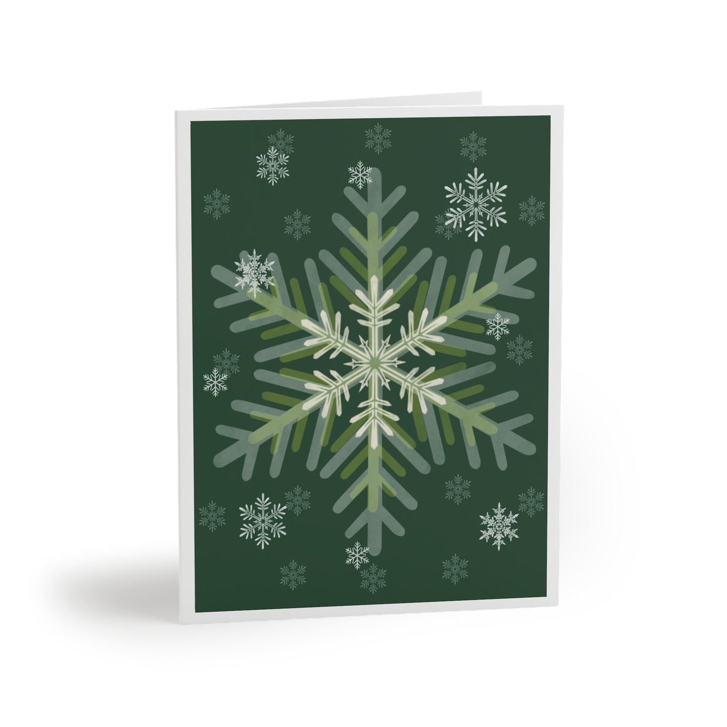 Greeting Card - Snowflakes / Forest Green