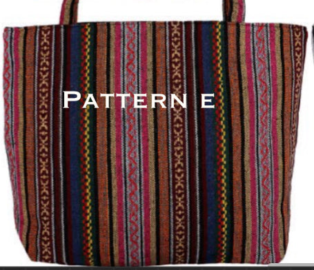 Pink/Burnt Umber Striped Woven Canvas Tote Bag - PATTERN E