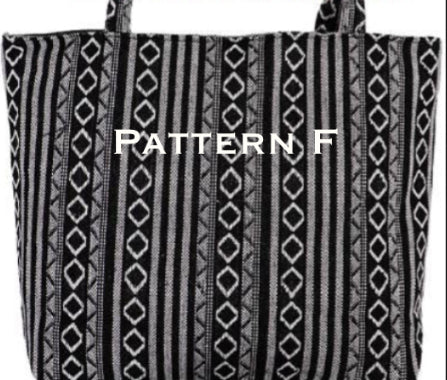 Black Striped Woven Canvas Tote Bag - PATTERN F