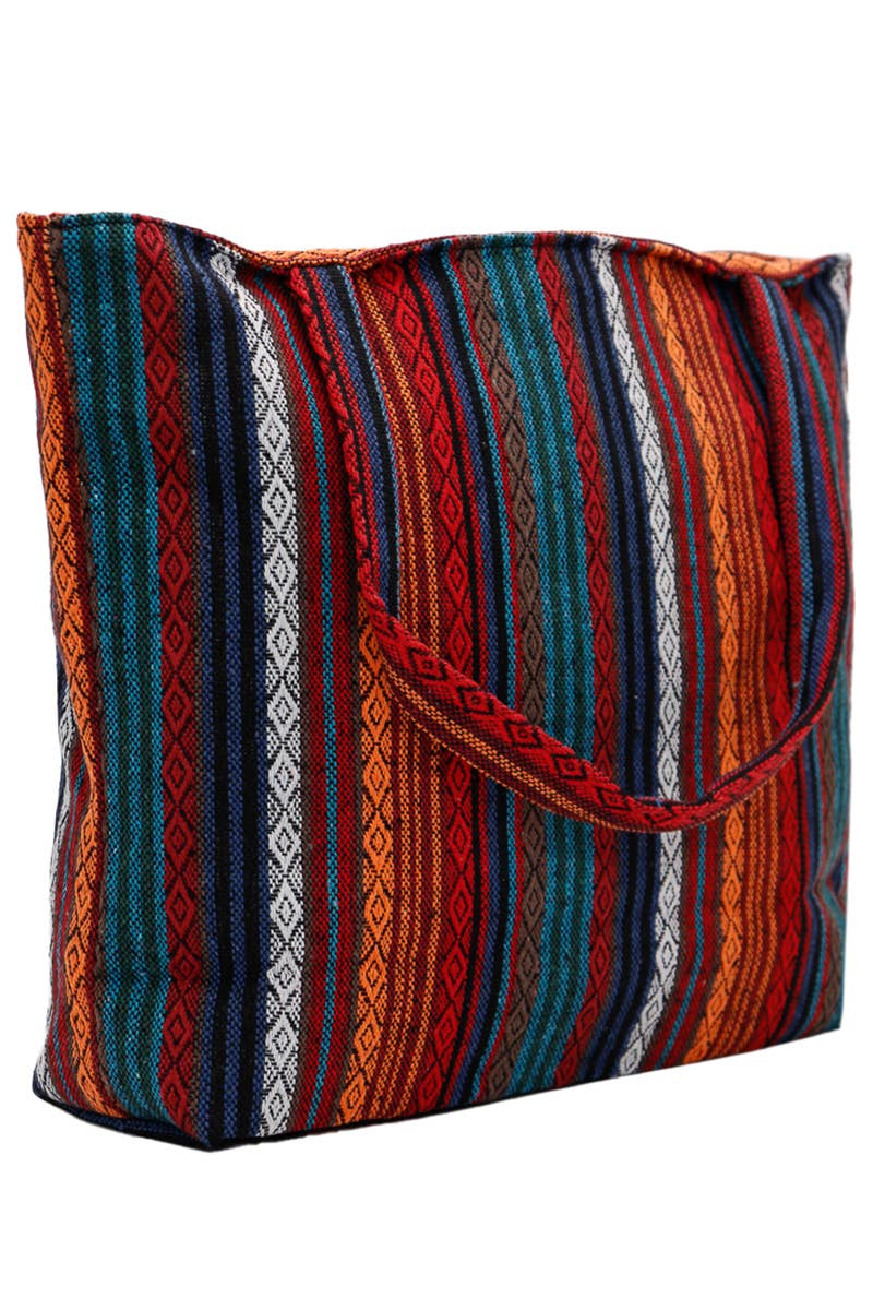Striped Woven Canvas Tote Bag - PATTERN D