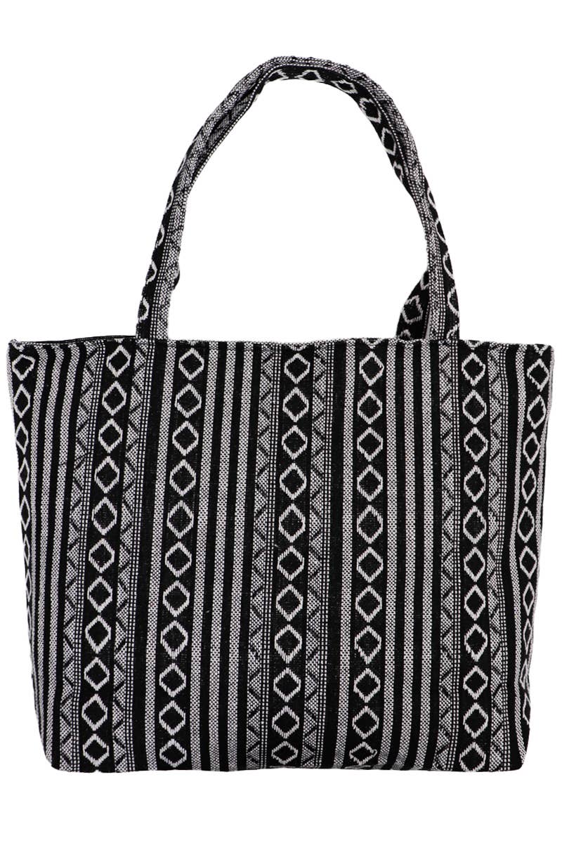 Striped Woven Canvas Tote Bag - PATTERN F