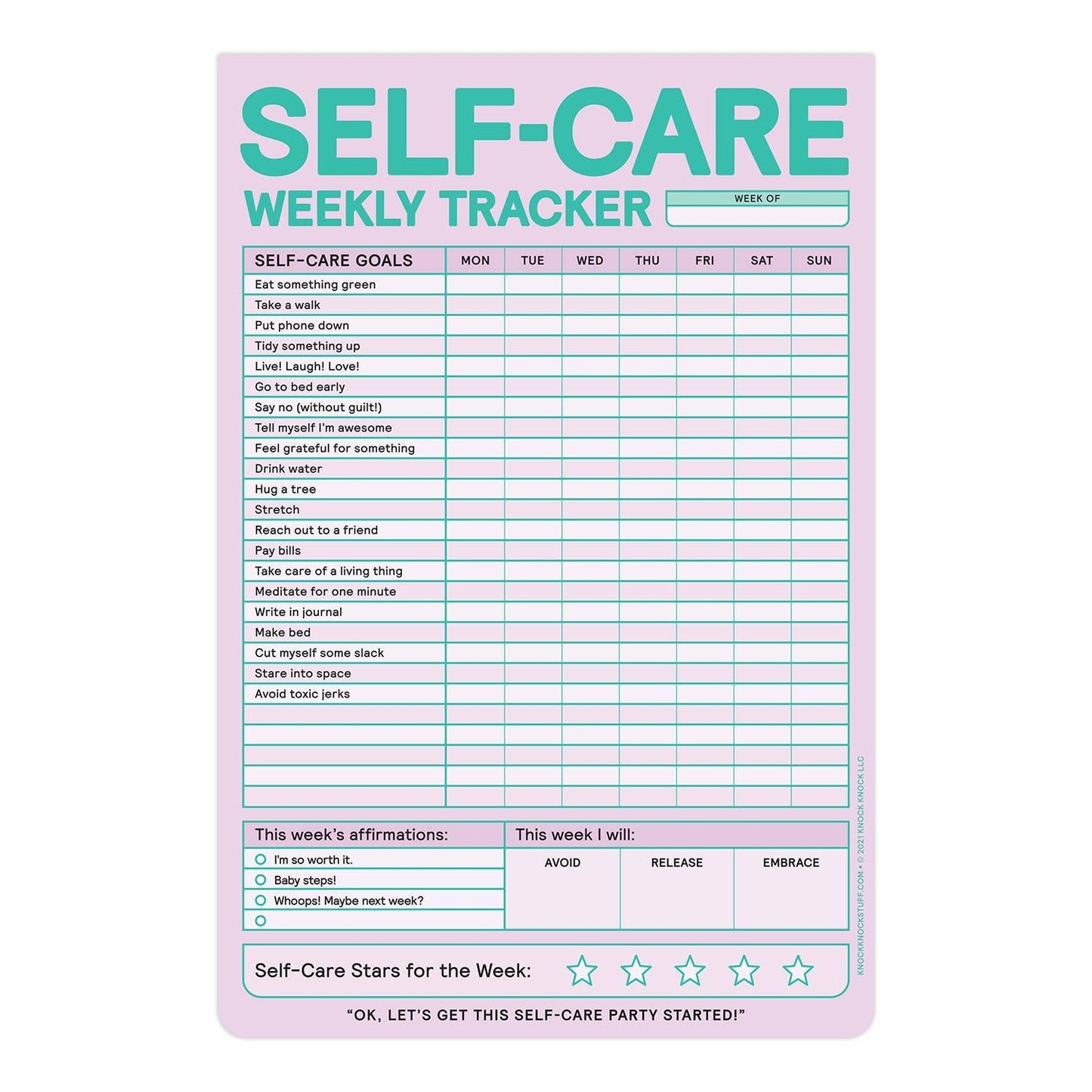 Self-Care Weekly Tracker Pad (Pastel Version)