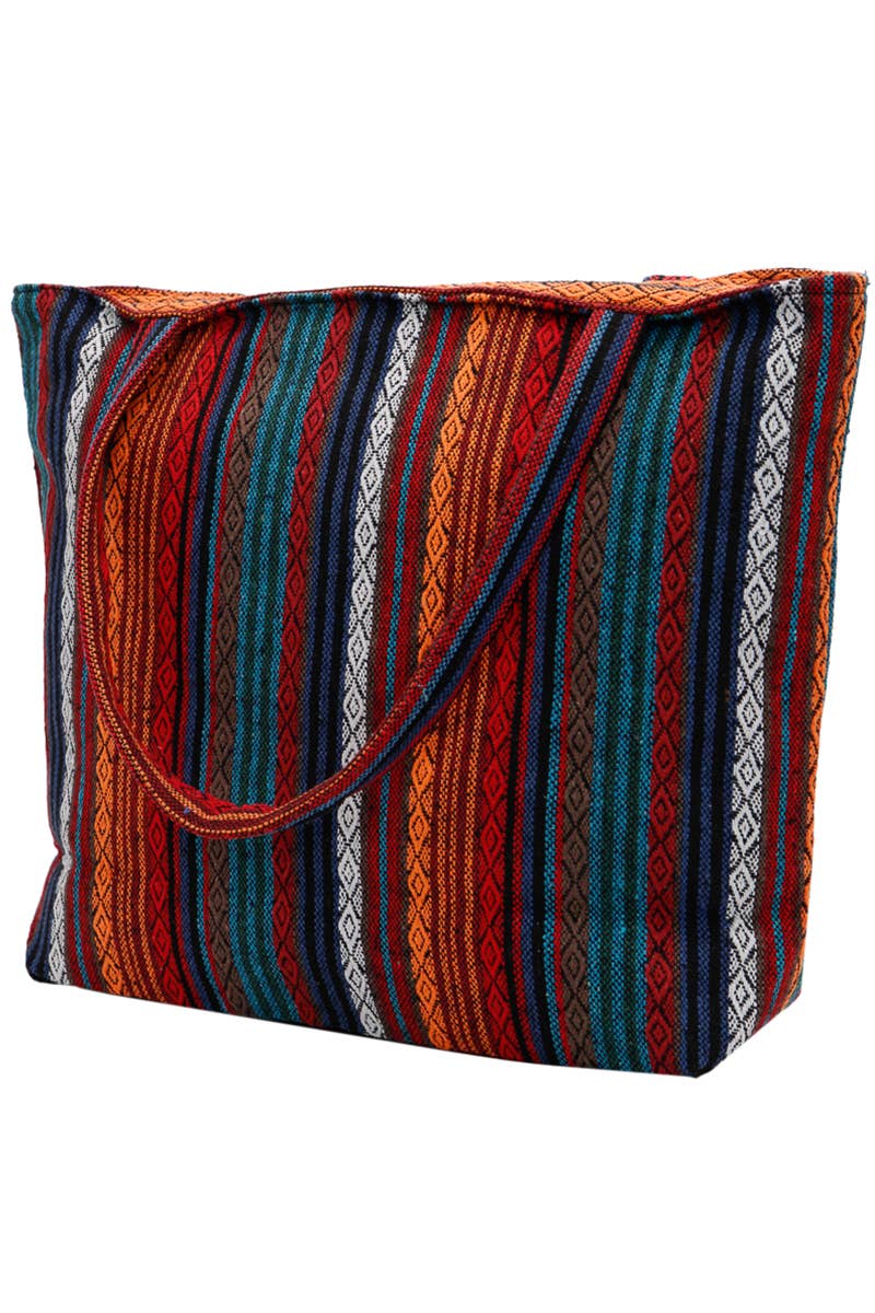 Striped Woven Canvas Tote Bag - PATTERN D