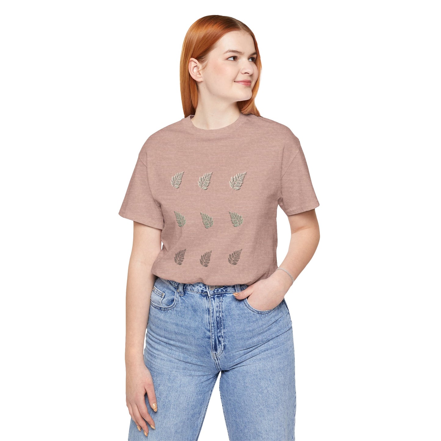 T-Shirt - Fern Motif Heather Peach Unisex