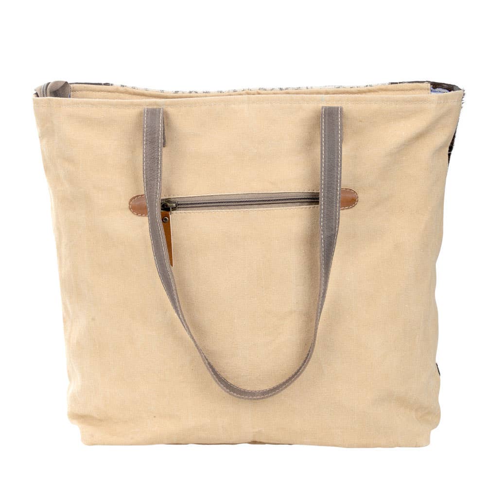 Repurposed canvas back with zippered pocket