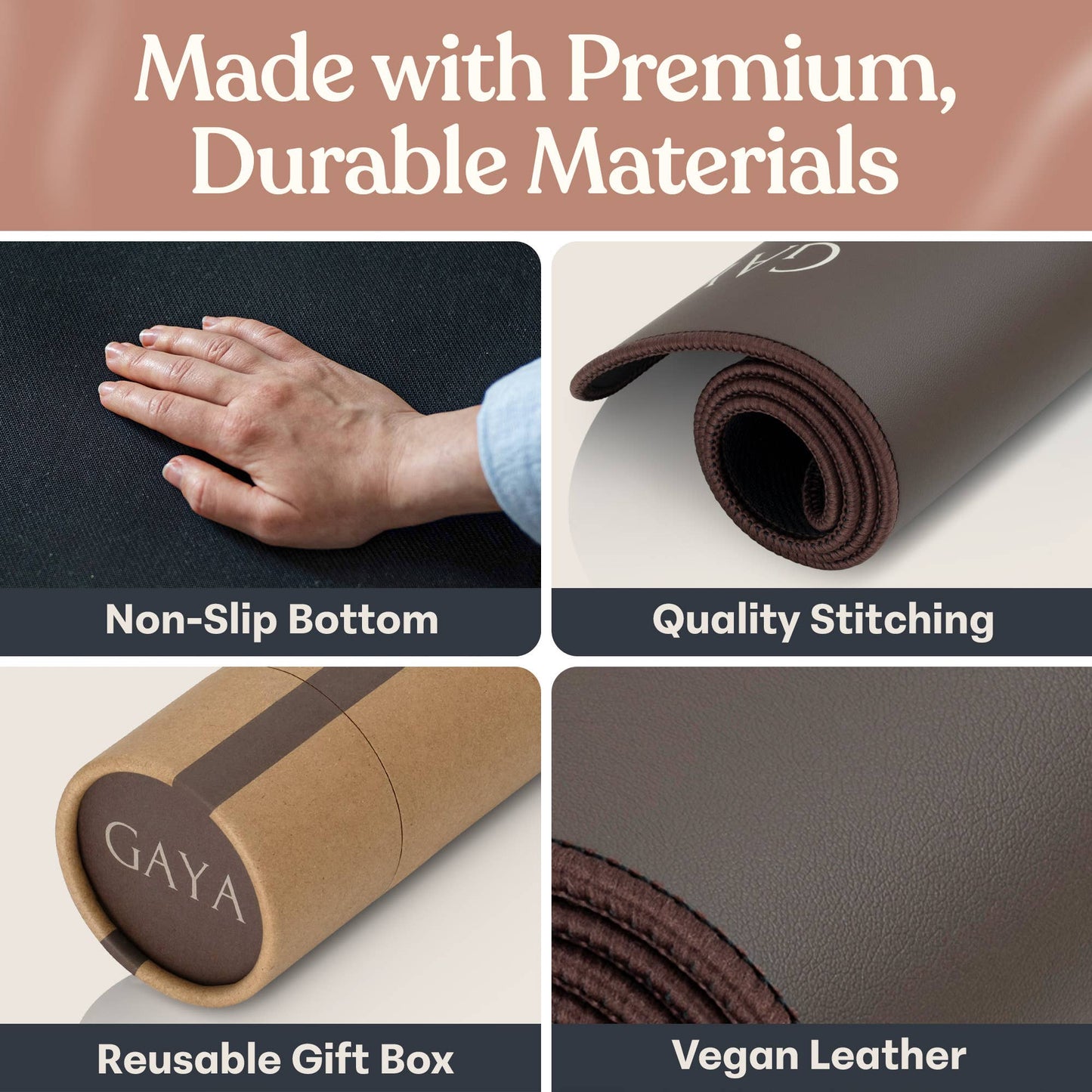 Premium durable materials, vegan leather