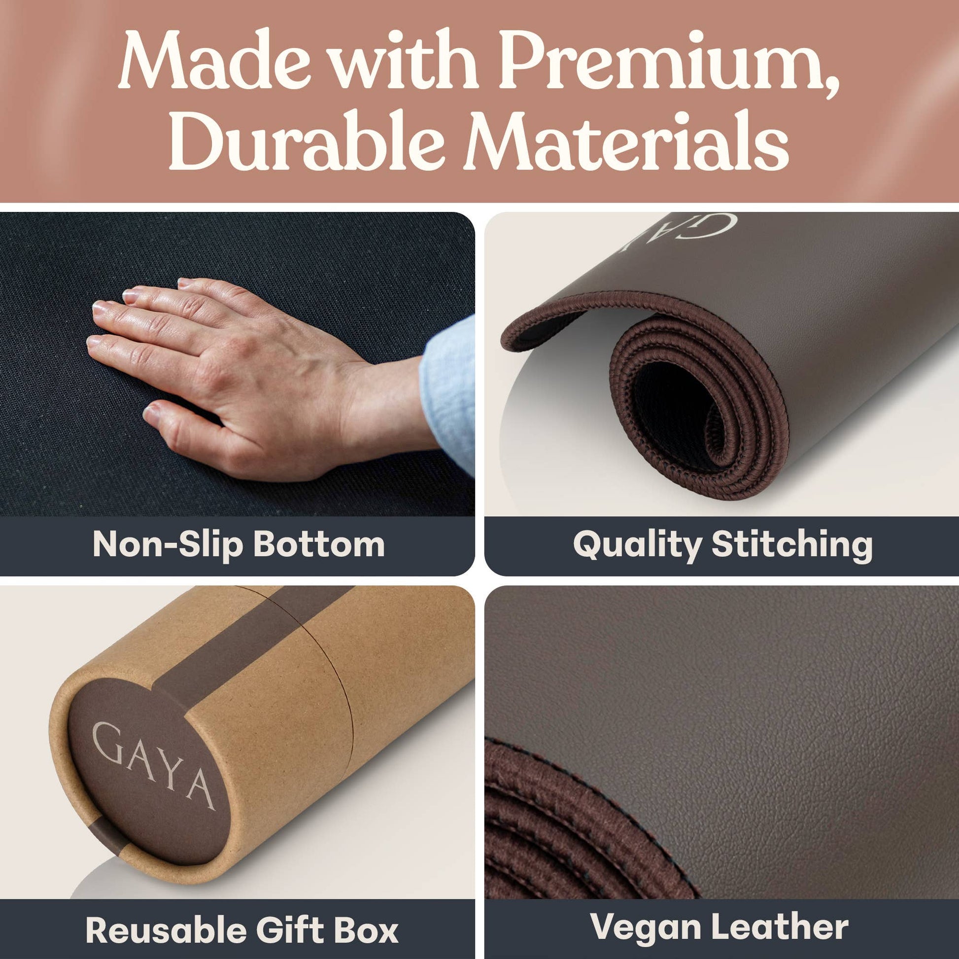 Premium durable materials, vegan leather