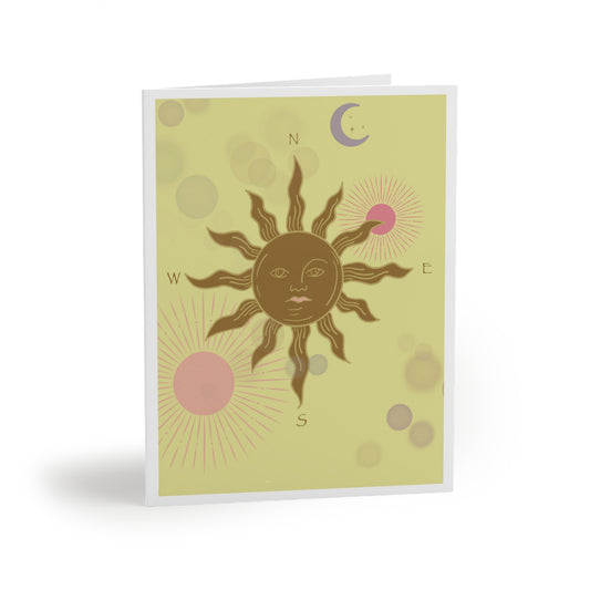 Greeting Card - Sun & Moon /Compass /Yellow