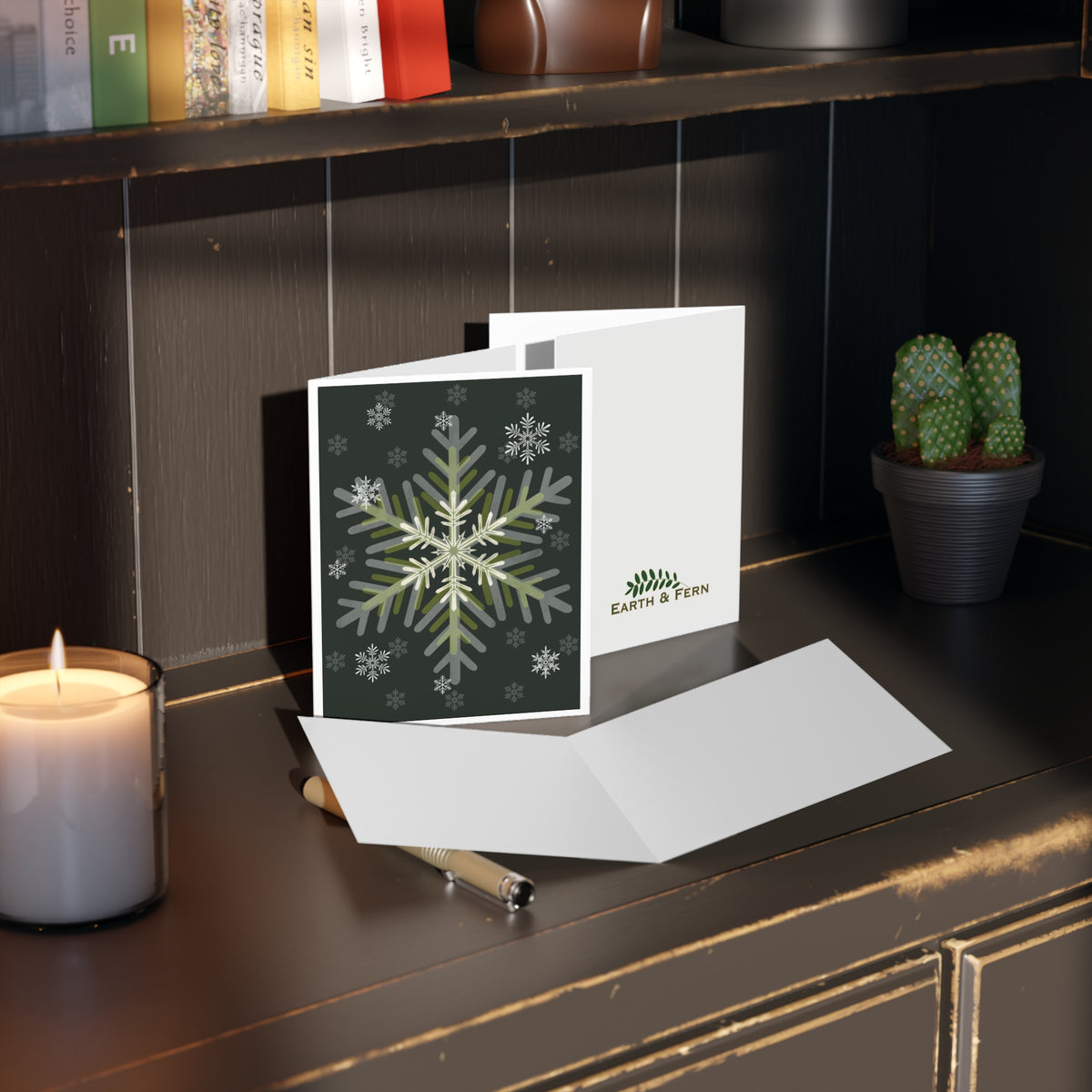 Greeting Card - Snowflakes / Matte Black