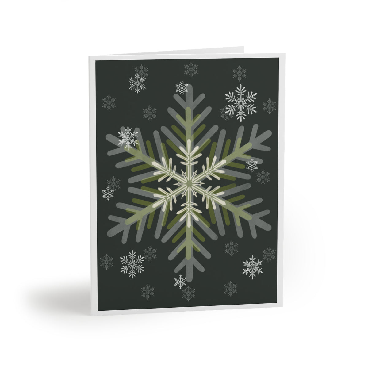 Greeting Card - Snowflakes / Matte Black