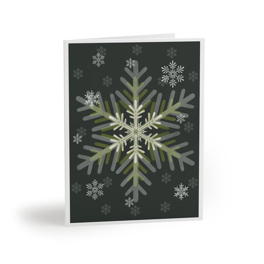 Greeting Card - Snowflakes / Matte Black