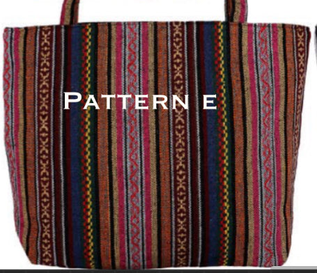 Striped Woven Canvas Tote Bag - PATTERN E