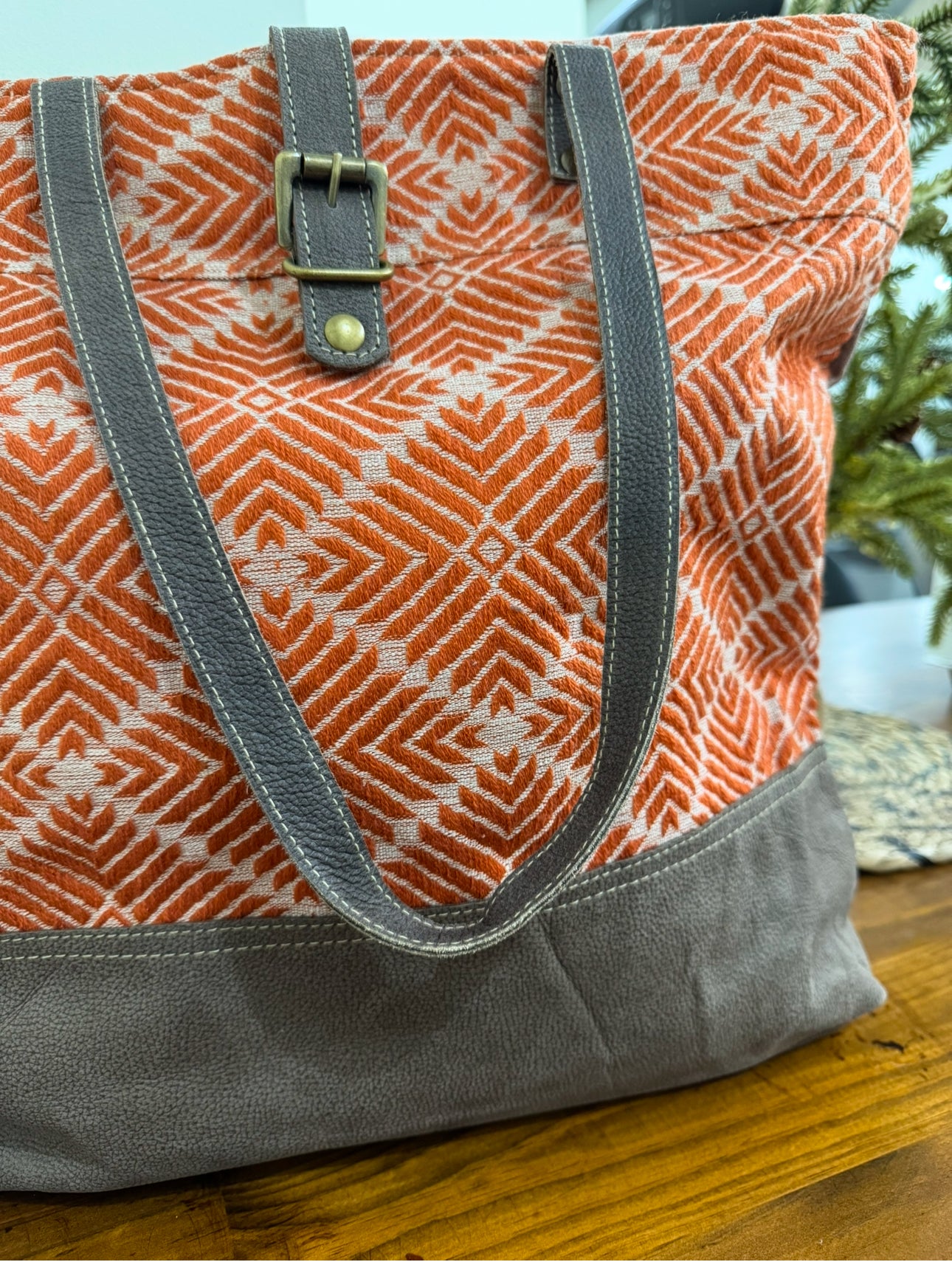 Geometric Rust Tote Bag