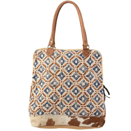 Mixed fabric canvas geometric crossbody bag for women, 16x16 inches. Stylish and functional, perfect for casual outings or formal events, with an elegant and sophisticated design.
