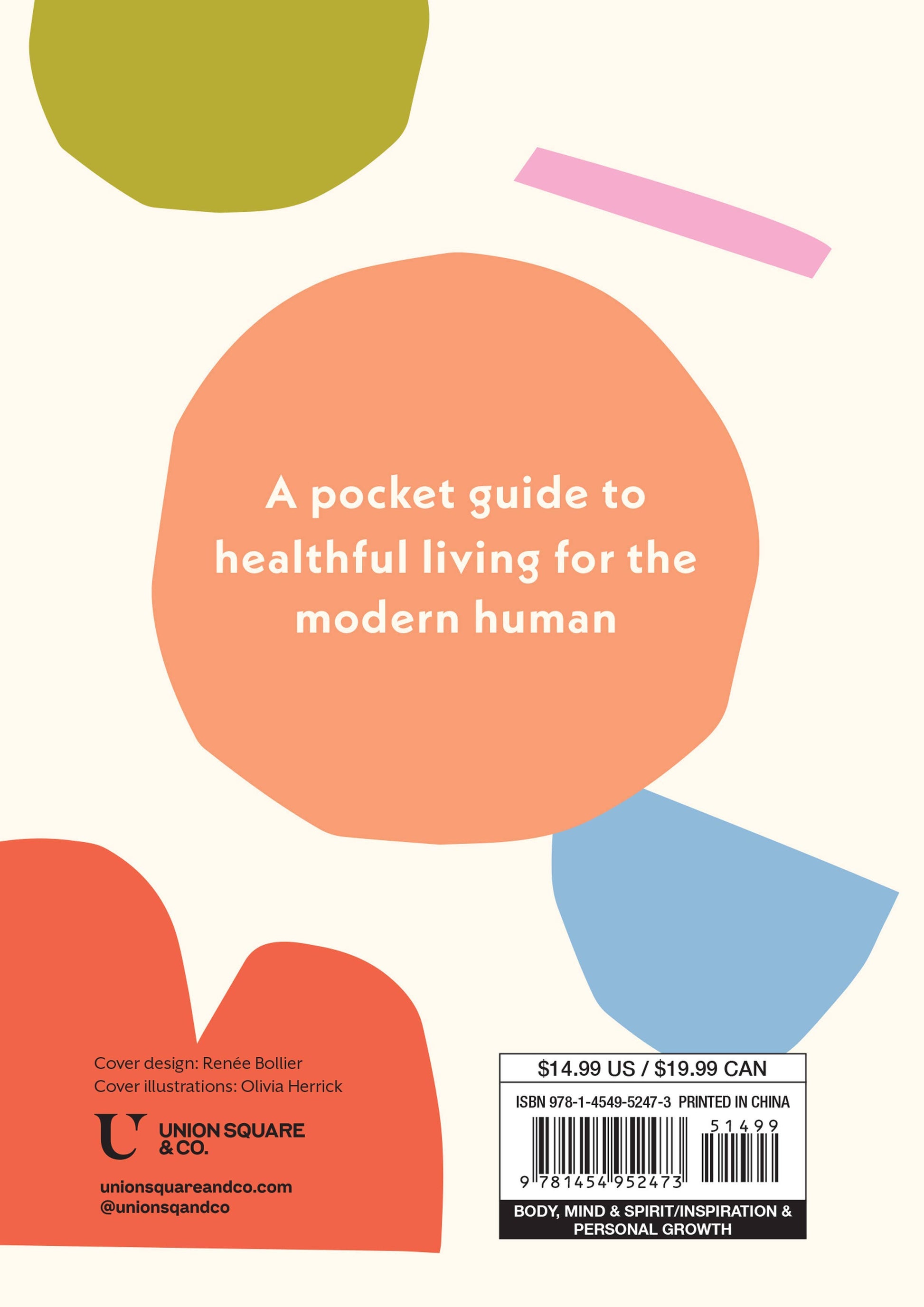 Book cover with colorful shapes and text about healthful living for the modern human
