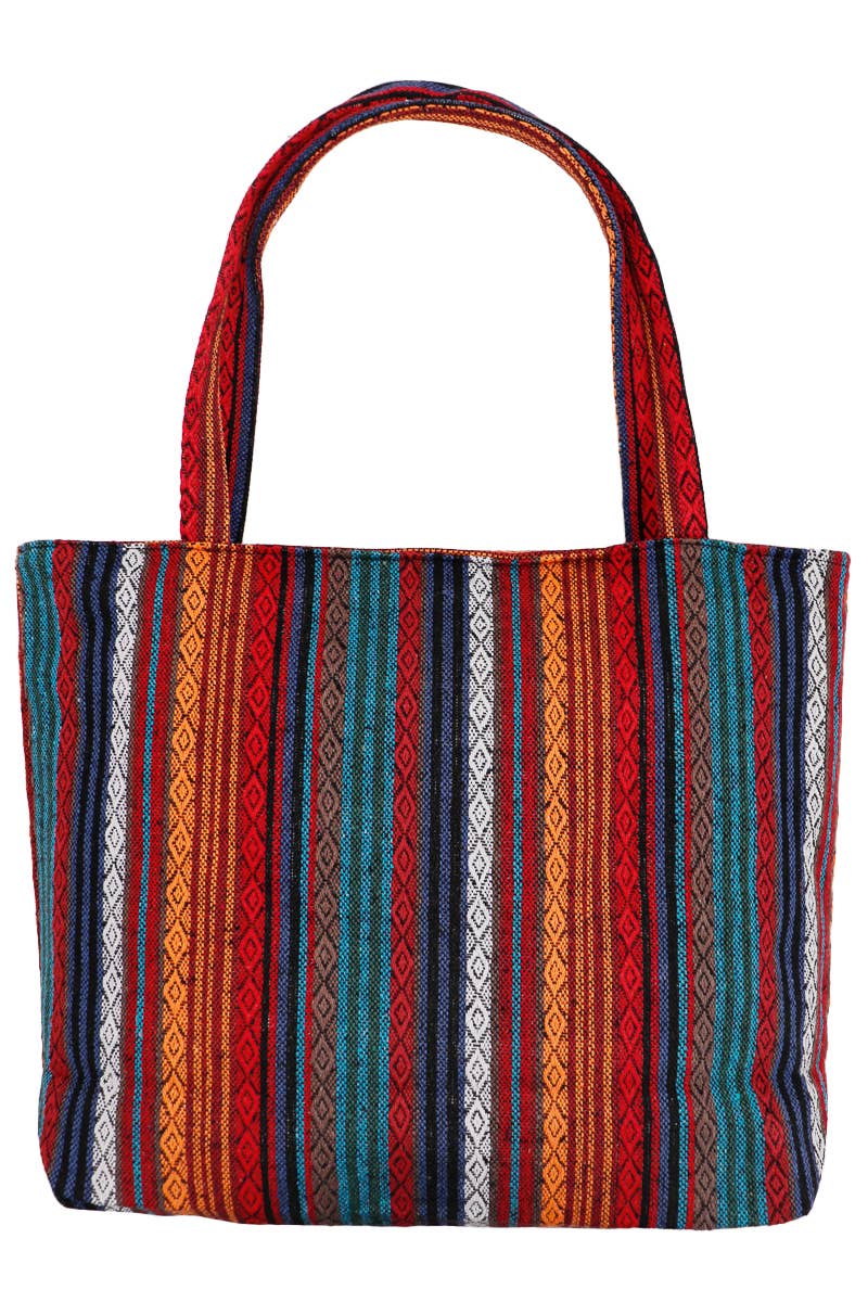 Striped Woven Canvas Tote Bag - PATTERN D