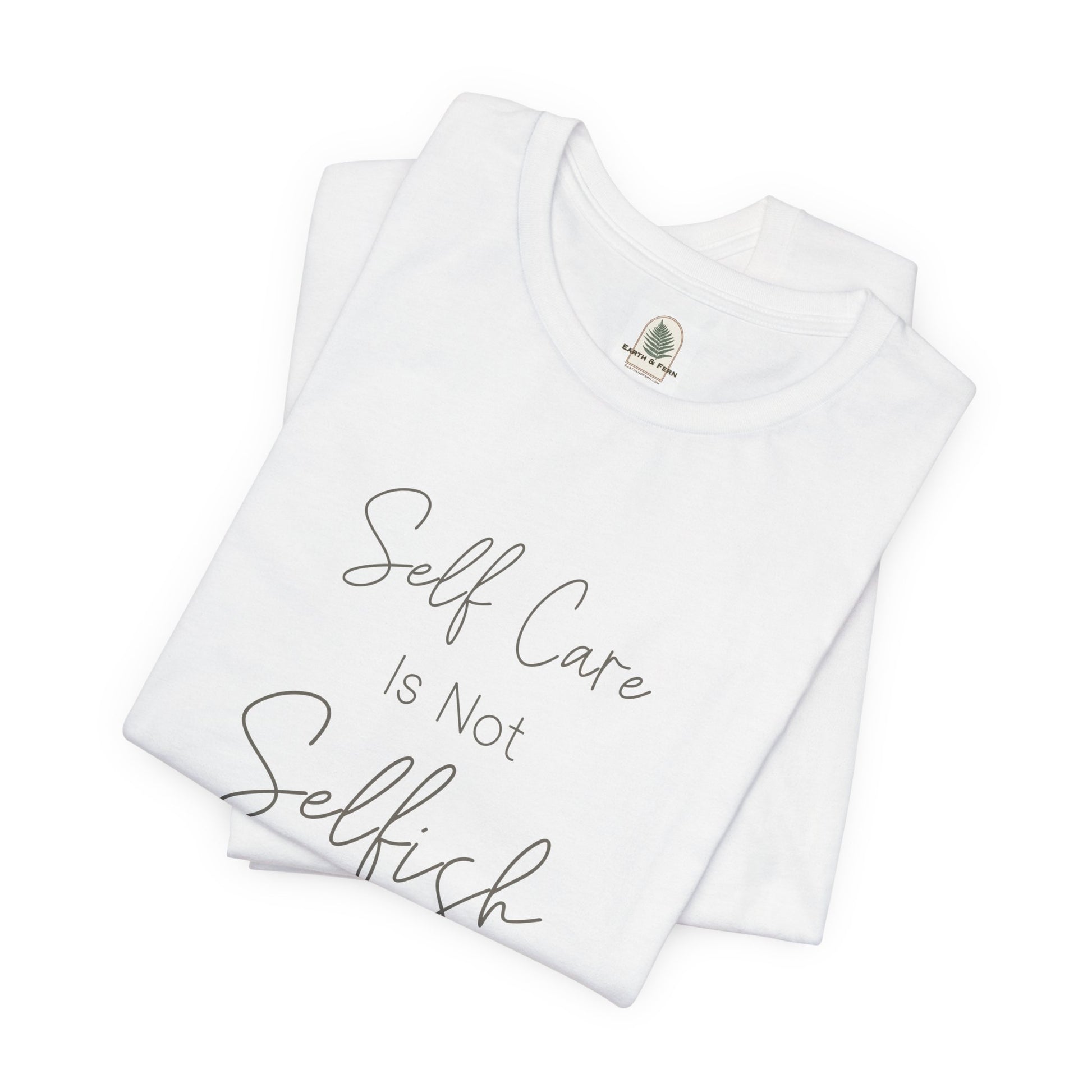 Unisex jersey short sleeve tee in soft cotton with self-care and positivity message, perfect for everyday comfort and mindful living.
